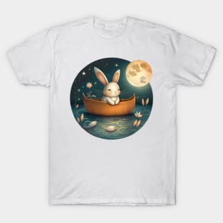 Starry Night Ferry Ride Rabbit T-Shirt